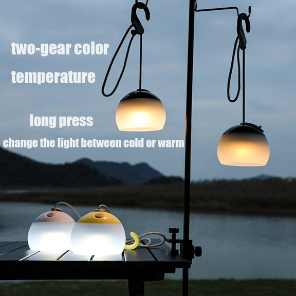 Retro Camping Lantern Rechargeable Haning Hook Night Light(Green)