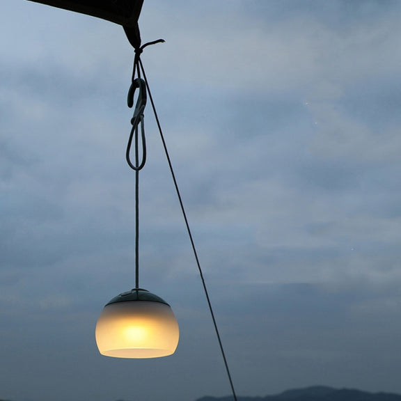 Retro Camping Lantern Rechargeable Haning Hook Night Light(Green)