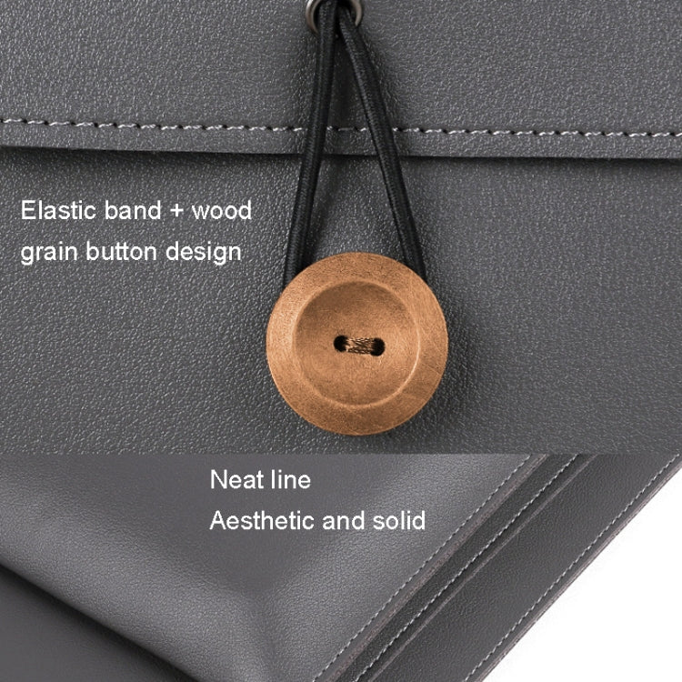 13.3/14 inch Elastic Button Laptop Water-resistant PU Handbag(Black)