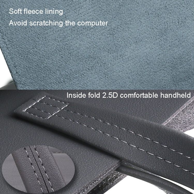15.4/16 inch Elastic Button Laptop Water-resistant PU Handbag(Grey)