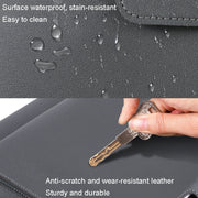 15.4/16 inch Elastic Button Laptop Water-resistant PU Handbag(Grey)