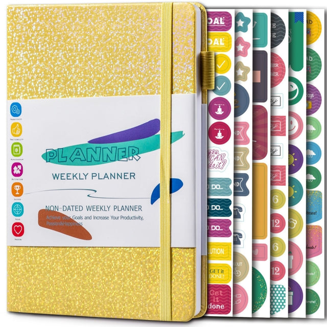 A5 Starry Sky Undated Planner Journal Financial Notebook(Yellow)