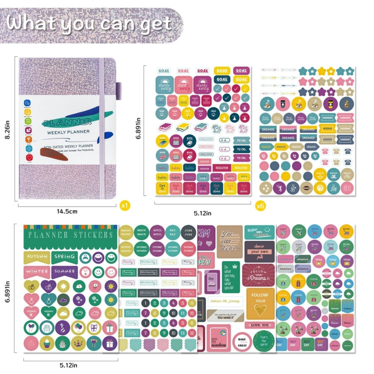 A5 Starry Sky Undated Planner Journal Financial Notebook(Yellow)