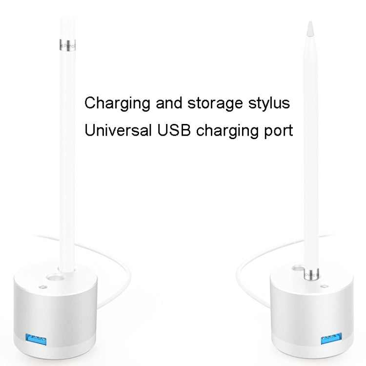 For Apple Pencil 1 USB Charging Adapter Metal Base With LED Indicator, Color: Black
