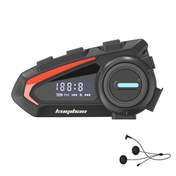 KUQIBAO Motorcycle Helmet Water-resistant Bluetooth-compatible Headset With Screen(Hard Microphone)