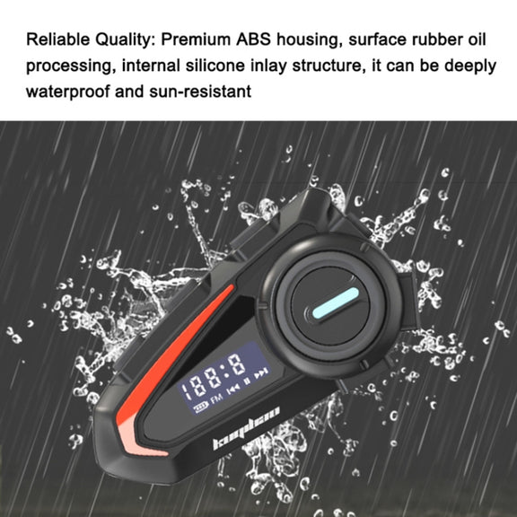 KUQIBAO Motorcycle Helmet Water-resistant Bluetooth-compatible Headset With Screen(Hard Microphone)