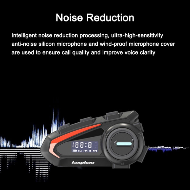 KUQIBAO Motorcycle Helmet Water-resistant Bluetooth-compatible Headset With Screen(Hard Microphone)