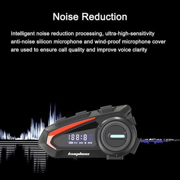 KUQIBAO Motorcycle Helmet Water-resistant Bluetooth-compatible Headset With Screen(Hard Microphone)