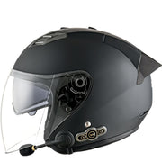 KUQIBAO Motorcycle Smart Bluetooth Sun Protection Double Lens Safety Helmet, Size: M(Matte Black+Black Tail)