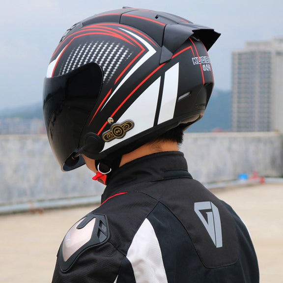 KUQIBAO Motorcycle Smart Bluetooth Sun Protection Double Lens Safety Helmet, Size: XL(Matte Black+Black Tail)
