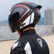 KUQIBAO Motorcycle Smart Bluetooth Sun Protection Double Lens Safety Helmet, Size: L(White)