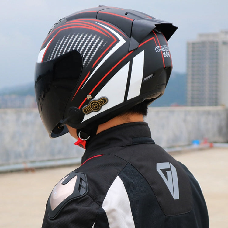 KUQIBAO Motorcycle Smart Bluetooth Sun Protection Double Lens Safety Helmet, Size: L(Matte Black+Gray Tail)