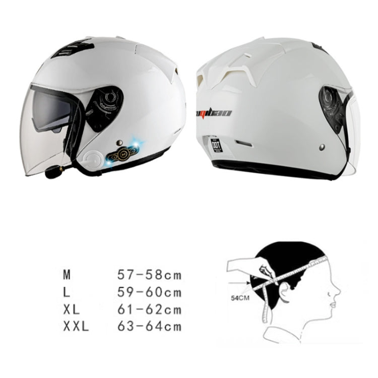 KUQIBAO Motorcycle Smart Bluetooth Sun Protection Double Lens Safety Helmet, Size: M(Matte Black+Gray Tail)