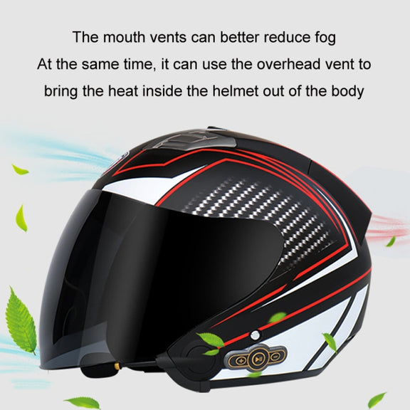KUQIBAO Motorcycle Smart Bluetooth Sun Protection Double Lens Safety Helmet, Size: M(Matte Black+Gray Tail)