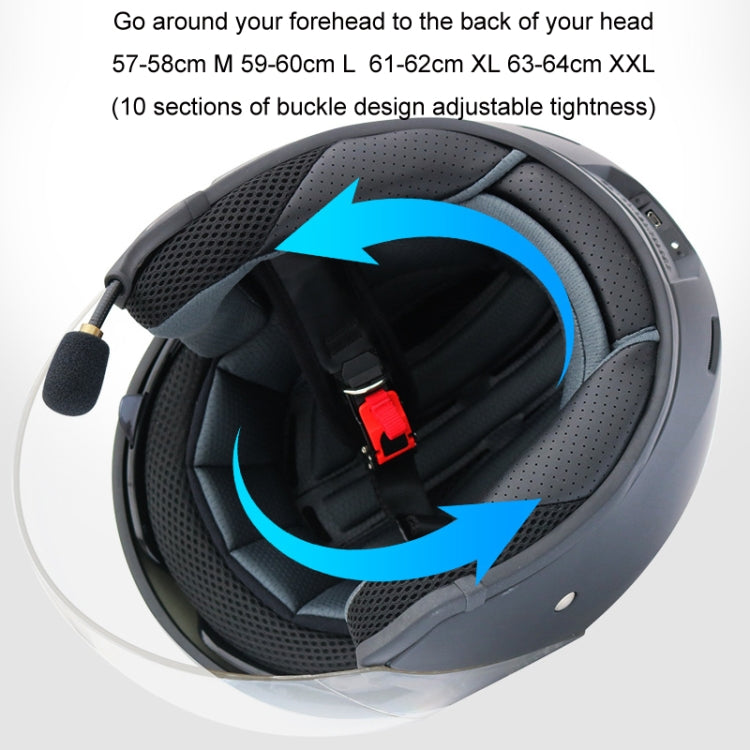 KUQIBAO Motorcycle Smart Bluetooth Sun Protection Double Lens Safety Helmet, Size: L(White)
