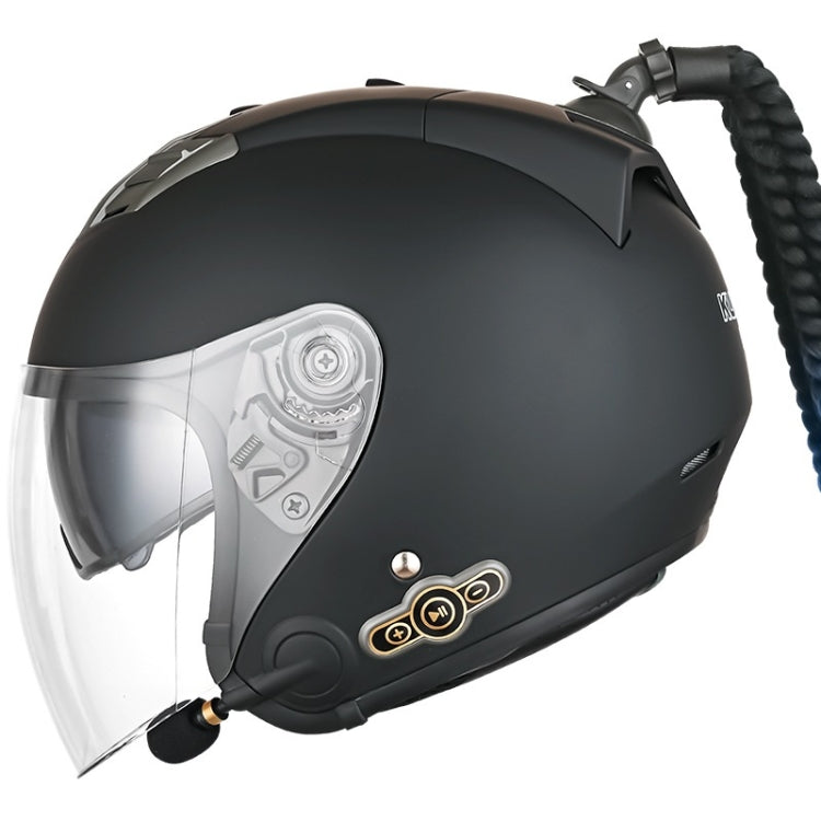 KUQIBAO Motorcycle Bluetooth Headset Double Lens Helmet With Braid, Size: XL(Scrub Black)