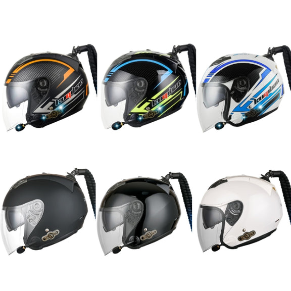 KUQIBAO Motorcycle Bluetooth Headset Double Lens Helmet With Braid, Size: L(Scrub Black)