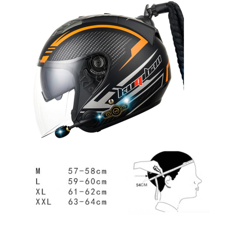 KUQIBAO Motorcycle Bluetooth Headset Double Lens Helmet With Braid, Size: XL(Scrub Black)