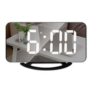 TS-8201 LED Digital Mirror Alarm Clock Big Screen Dual USB Desktop Table Clock, Color: Black Shell White Light