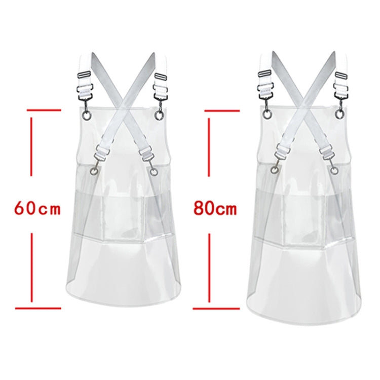 50 Silk Short 60cm Transparent TPU Apron Solid Color Webbing Adjustable Work Apron(Transparent + Black Webbing)
