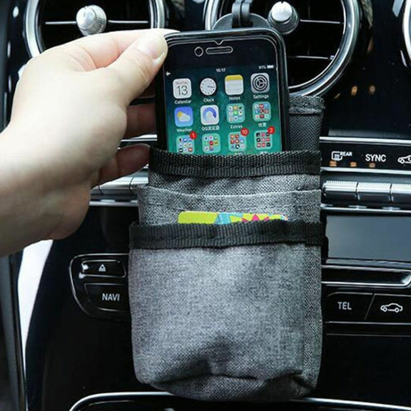 Vehicle Air Outlet Storage Bag Multi-function Document Change Storage Bag(Black)