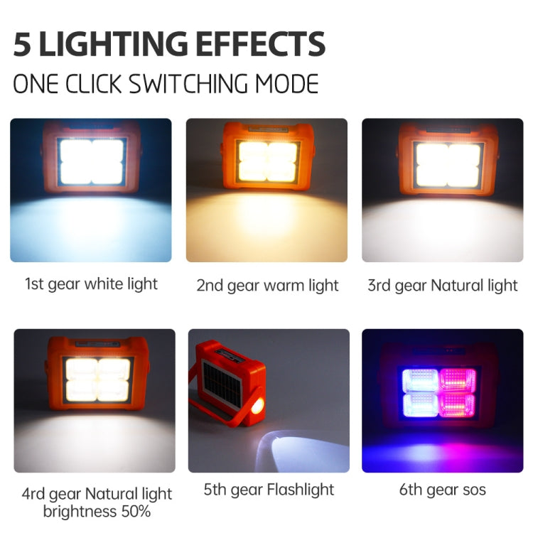 Solar Flood Light Portable Flashlight Emergency Work Light(Blue)