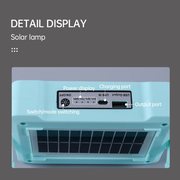 Solar Flood Light Portable Flashlight Emergency Work Light(Blue)