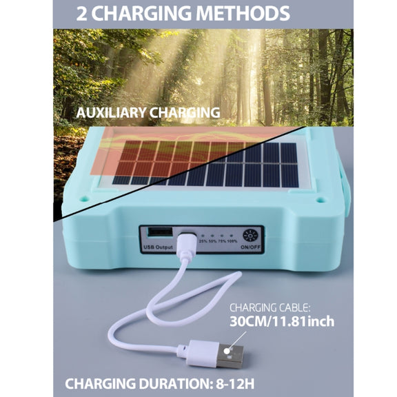 Solar Flood Light Portable Flashlight Emergency Work Light(Blue)