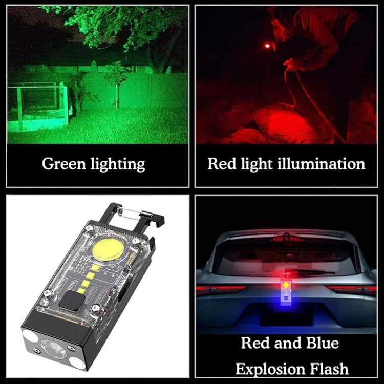 Outdoor Camping Multifunctional Solar Highlighted Mini Keychain Light(Black)