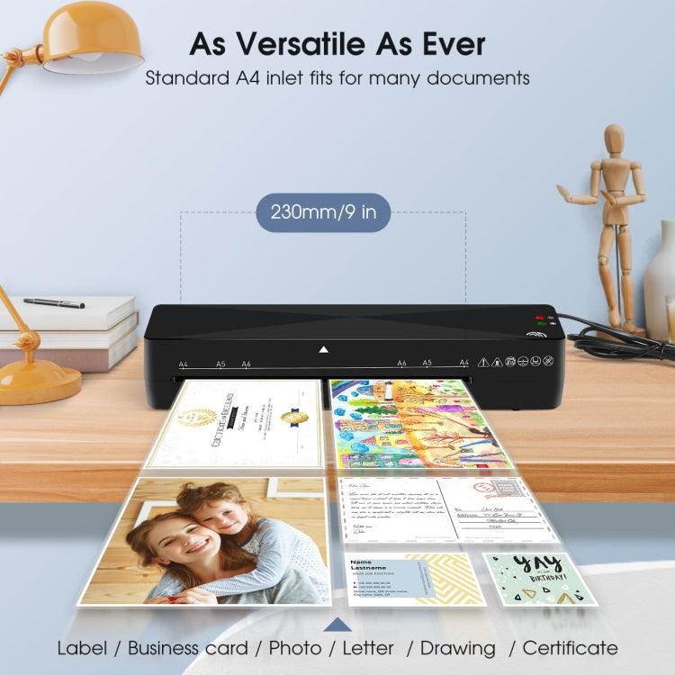 9 Inch A4 Hot Cold Laminator Machine Book Documents Laminator, Size: Set 1(220V EU Plug)