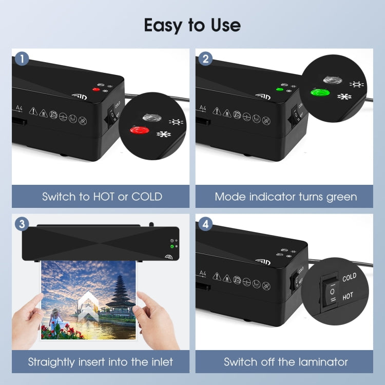 9 Inch A4 Hot Cold Laminator Machine Book Documents Laminator, Size: Set 1(220V UK Plug)