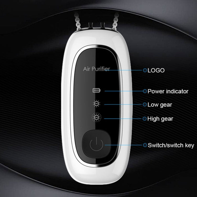 Upgrade Dual-brush Negative Ion Air Purifier Neck Small Portable Air Purifier, Style: Rope Model (Black)