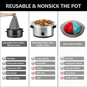 6QT Silicone Slow Cooke Liners Reusable Leakproof Crock Pot Liners(Gray)