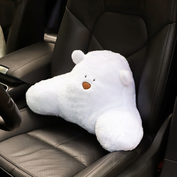 Car Cartoon Bear Plush Seat Upholstery Pillow, Color: Lumbar Pillow White
