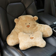Car Cartoon Bear Plush Seat Upholstery Pillow, Color: Lumbar Pillow White