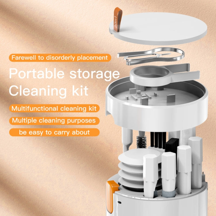Q20 Headphone Cleaning Pen Mobile Phone Camera Computer Cleaning Tool Without Liquid(White Orange)