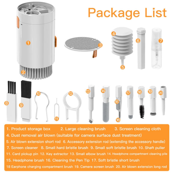Q20 Headphone Cleaning Pen Mobile Phone Camera Computer Cleaning Tool Without Liquid(White Orange)
