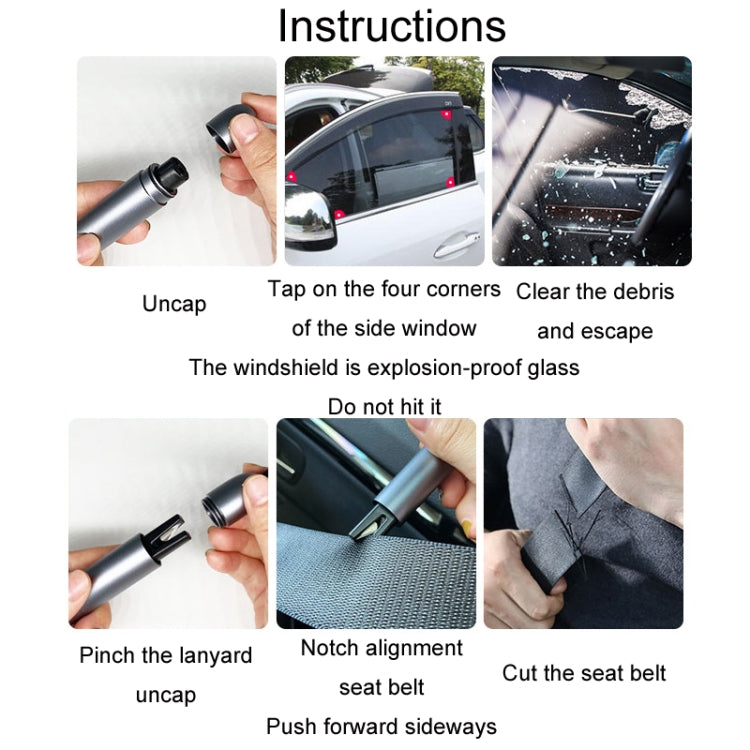 Vehicle-Mounted Multifunctional Broken Window Escape Safety Hammer(Silver)