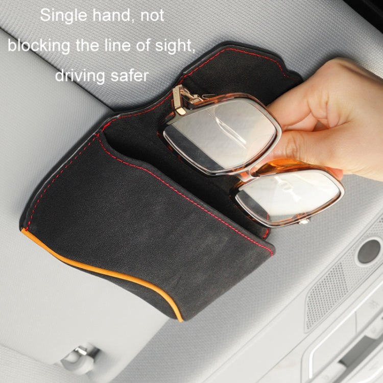 Car Sun Visor Multifunctional Glasses Case Card Storage Bracket(Beige)