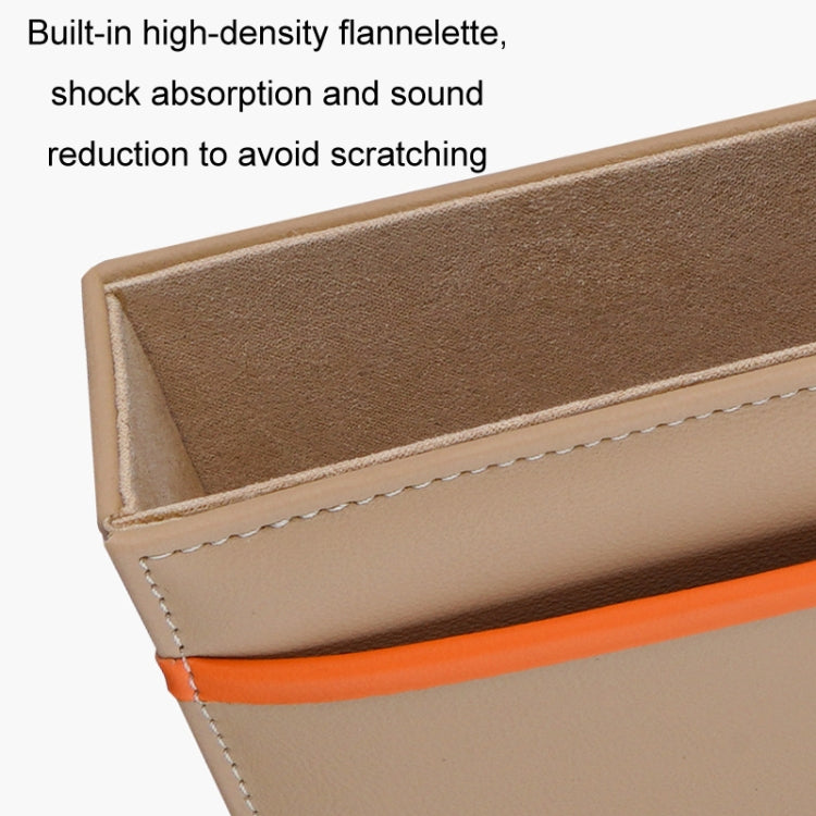 Leather Car Seat Gap Multifunctional Storage Box(Beige)