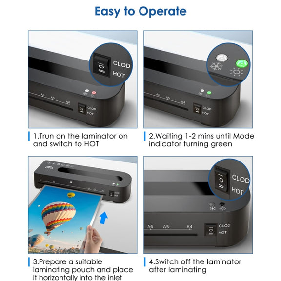 FN333 A4 Photo Laminating Machine With Hot And Cold Mode, Size: Set 4(US Plug)
