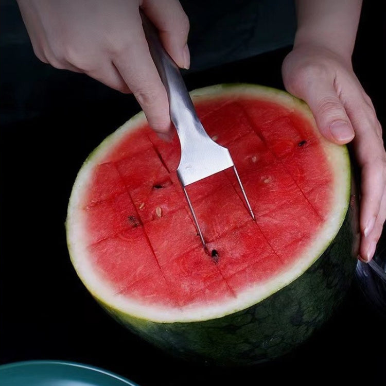 2 In 1 Watermelon Fork Slicer Stainless Steel  Kitchen Fruit Cutter