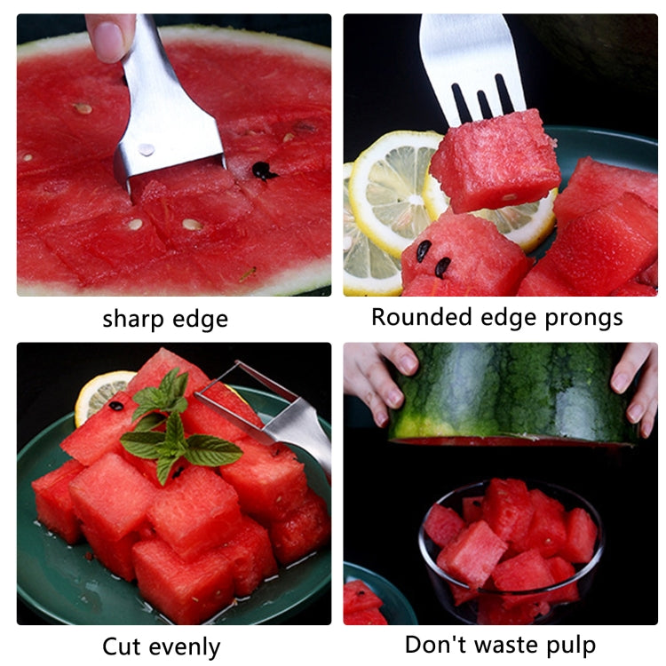 2 In 1 Watermelon Fork Slicer Stainless Steel  Kitchen Fruit Cutter