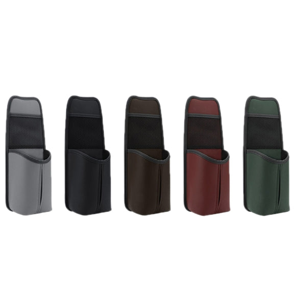 Car Seat Leather Multifunctional Tissue Water Cup Storage Hanging Bag(Brown)