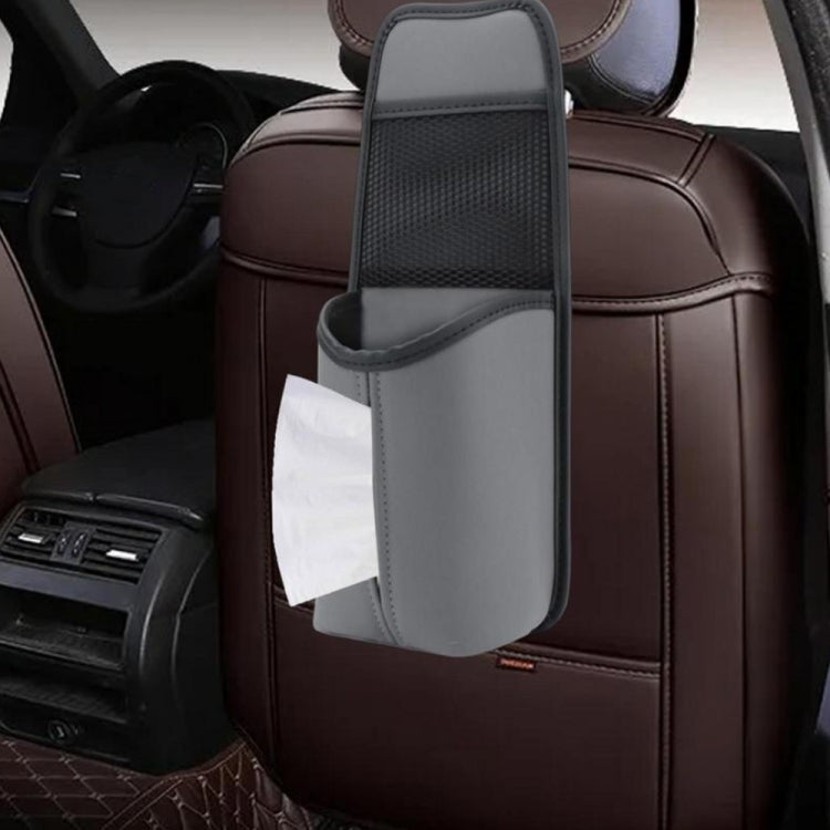 Car Seat Leather Multifunctional Tissue Water Cup Storage Hanging Bag(Brown)