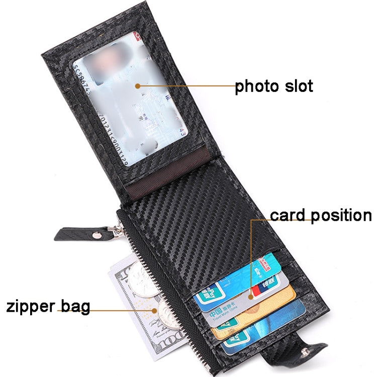 For Airtag Tracker Case Carbon Fiber Credit Card Holder Wallet(Black)