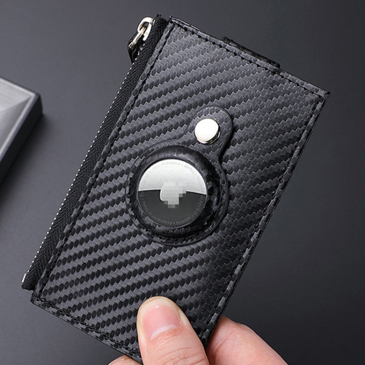 For Airtag Tracker Case Carbon Fiber Credit Card Holder Wallet(Black)