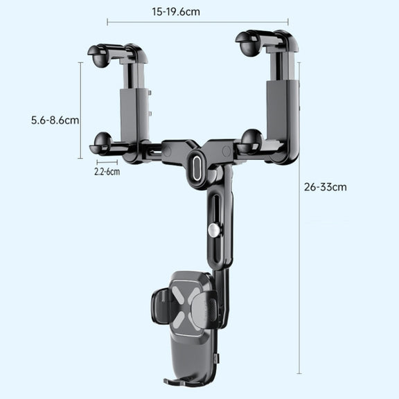 Car Rearview Mirror Navigation Retractable Multifunctional Mobile Phone Holder(Black)