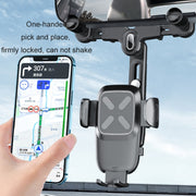 Car Rearview Mirror Navigation Retractable Multifunctional Mobile Phone Holder(Green)