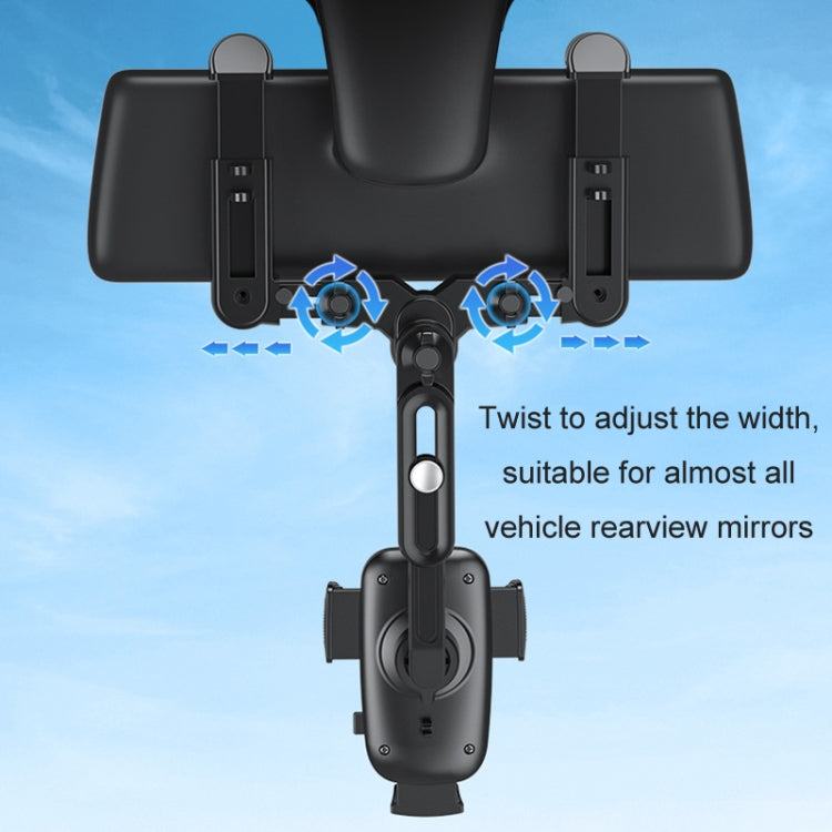 Car Rearview Mirror Navigation Retractable Multifunctional Mobile Phone Holder(Black)